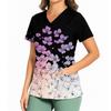 Women's Casual Printed V-Neck Pocket Side Slit Short Sleeved Top Short Sleeved Top