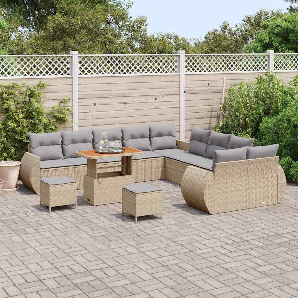 Garden Sofa Set with Cushions 13 Pcs Beige and Light Grey
