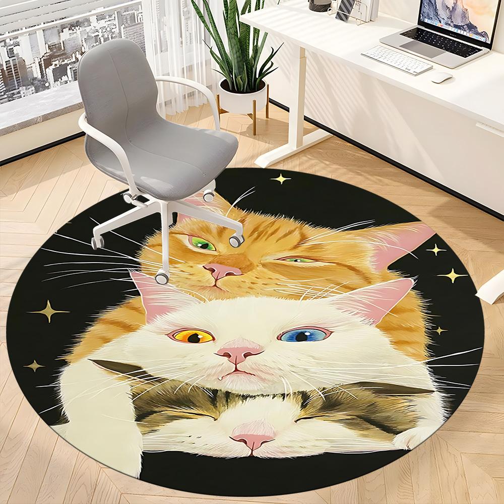 1pc Cats Whiskers Office Round Area Rug, Indoor Mat Suitable ForOffice, Under Office Chairs Bedroom Living Room Home Decor, Room Deco T081
