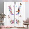 2pcs 2D Flat Printing Scene Curtains Psychology Butterfly Floral Polyester Without Electricity Festive Wall Decor for Indoor