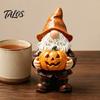 Świąteczna Dekoracja Ogrodu Jesiennego Halloweenowy Krasnal Ogrodowy Statua, Beztwarzowy Trzymający Dynię Rzeźba, Ręcznie Malowana Statua Wodoodporna Żywica na Ganek