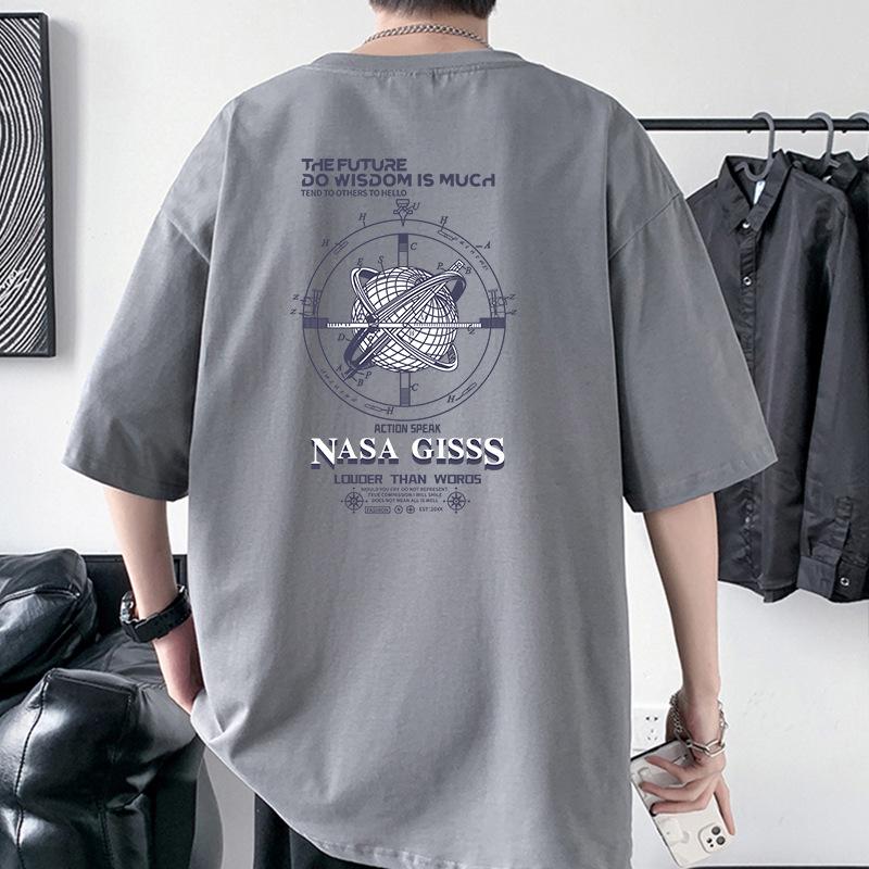 Planet Mens Oversized Drop Shoulder T-Shirt 100% Cotton Streetwear Tee