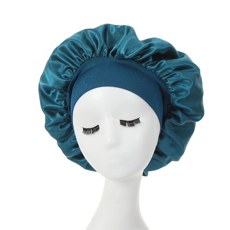 Touca feminina para cabelo noturno, gorro sedoso de cetim com ajuste de camada dupla, chapéu para cabelos cacheados e elásticos, acessórios de estilo