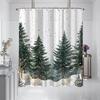 1Pc Pine Forest Print Waterproof Shower Curtain Bathroom Partition Door Curtain Privacy Protection With 12 Hooks Multiple Sizes