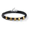 Vnox Free Personalize Family Name Bracelets for Men Layered Leather With Beads Charm Bracelet Couple Anniversary Gift to DAD Son