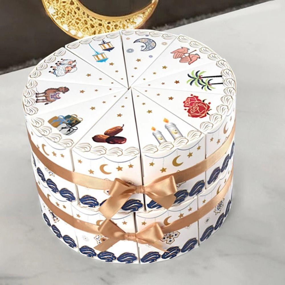 10 Pieces/Bag Paper Cake Shaped Gift Box Triangular Middle East Dessert Packaging Boxes Cute Cookie Candy Treat Box Baby Shower