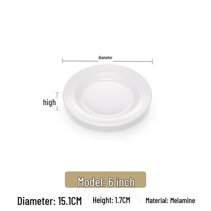 Handon Melamine White Round Flat Plate (Pack of 5)