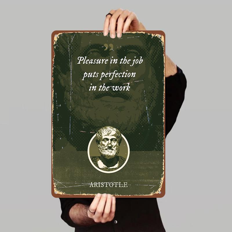 

Aristotle Quote Metal Wall Art Philosopher Portrait Inspirational Office Decor Vintage Rustic Home Decoration 7.9x11.8In(20x30cm)
