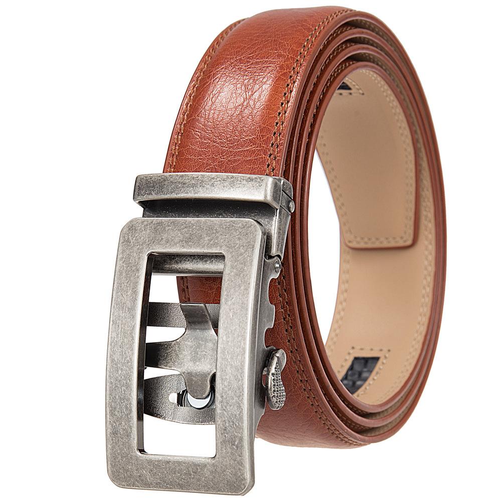 1Pcs Two-Layer Cowhide Automatic Buckle Belt, Men'S Belt, Business Belt Ly35-0838-1