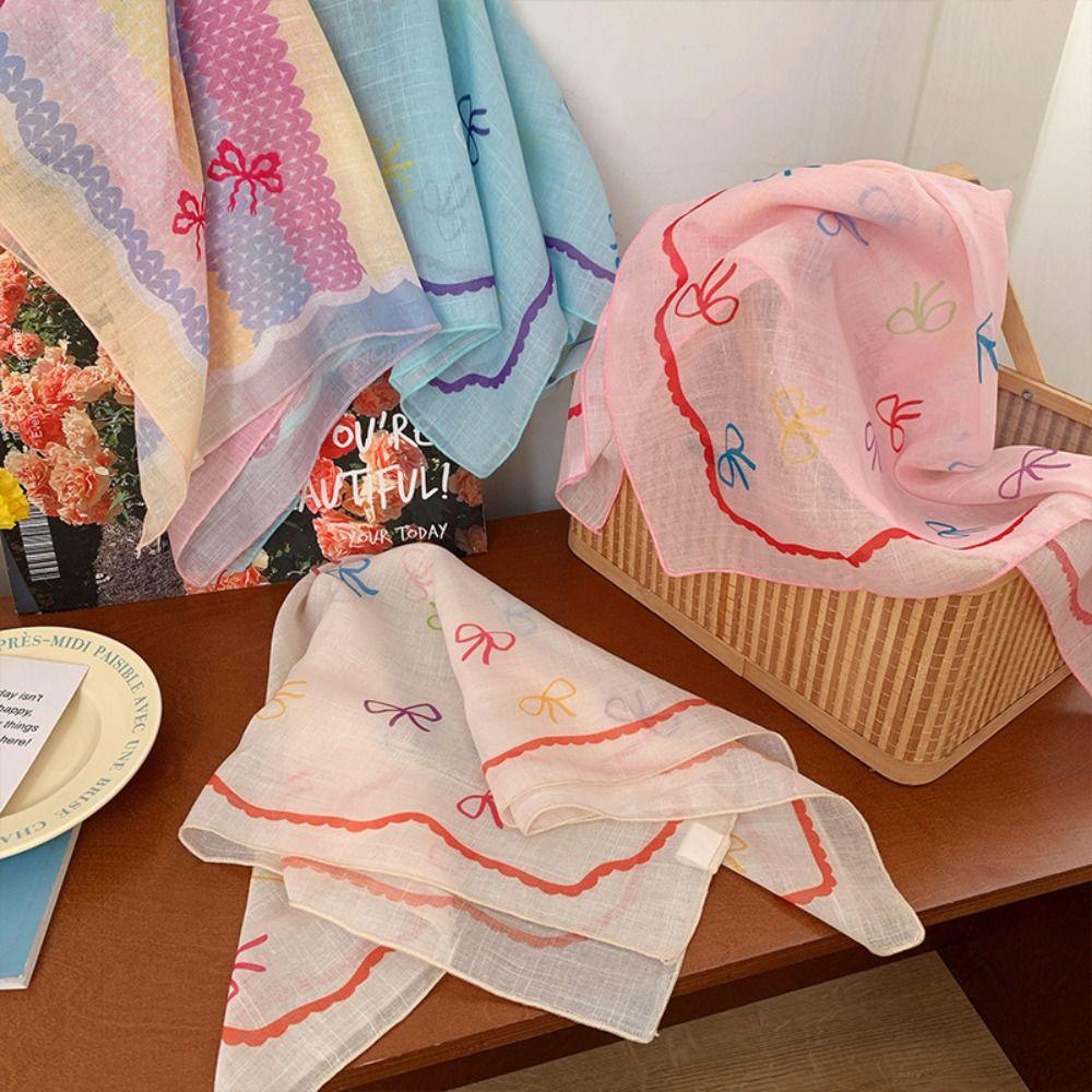 

Thin Sweet Bowknot Turban Korean Triangular Hair Band Elegant Fresh Small Scarf Girls разноцветный