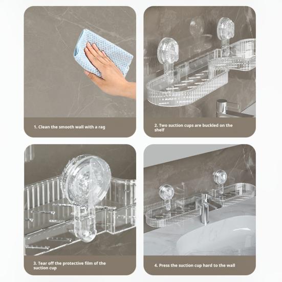 Kitchen Sink Faucet Organizer Suction Cup Sponge Holder Large Capacity Easy to Install Multi-Purpose Organizer Drain Rack