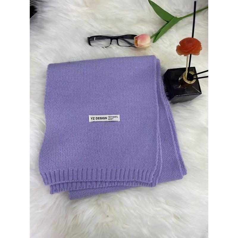 New Korean Style Soft and Skin Friendly Solid Color Versatile Knitted Scarf for Women Winter Warm and Comfortable Scarf Whitening Student Couple