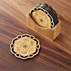 6 Stück/Set Lotusblume Holz Rund Tassenuntersetzer Chinesischer Stil Teetassen Untersetzer Esstischmatte Küche