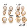 Gold Color Simulated Pearl For Women Hollow Round Accessories Jewelry Earring Sets Stud Earrings