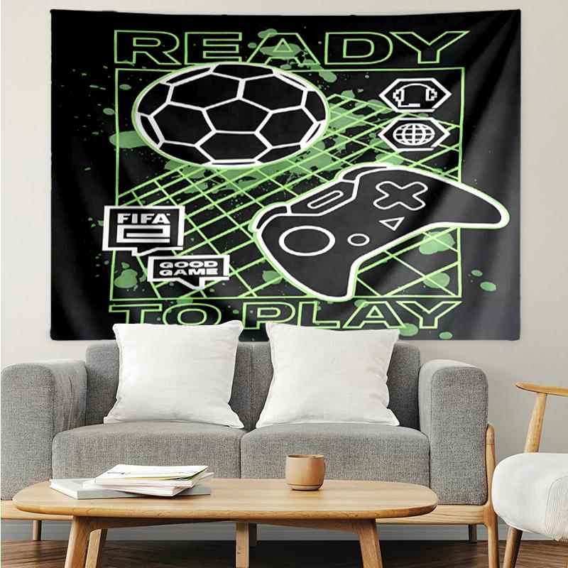 Tapestry z nadrukiem kontrolera do gier, Tło, Łatwy montaż, Idealne do sypialni, biura i salonu, z estetycznym wystrojem ściennym.