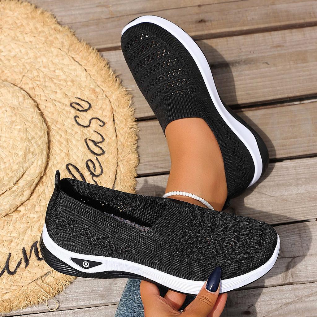 Spring Summer Women's Lightweight Knit Walking Shoes Breathable Casual Sneakers Non-slip Outdoor Daily Commute Footwear