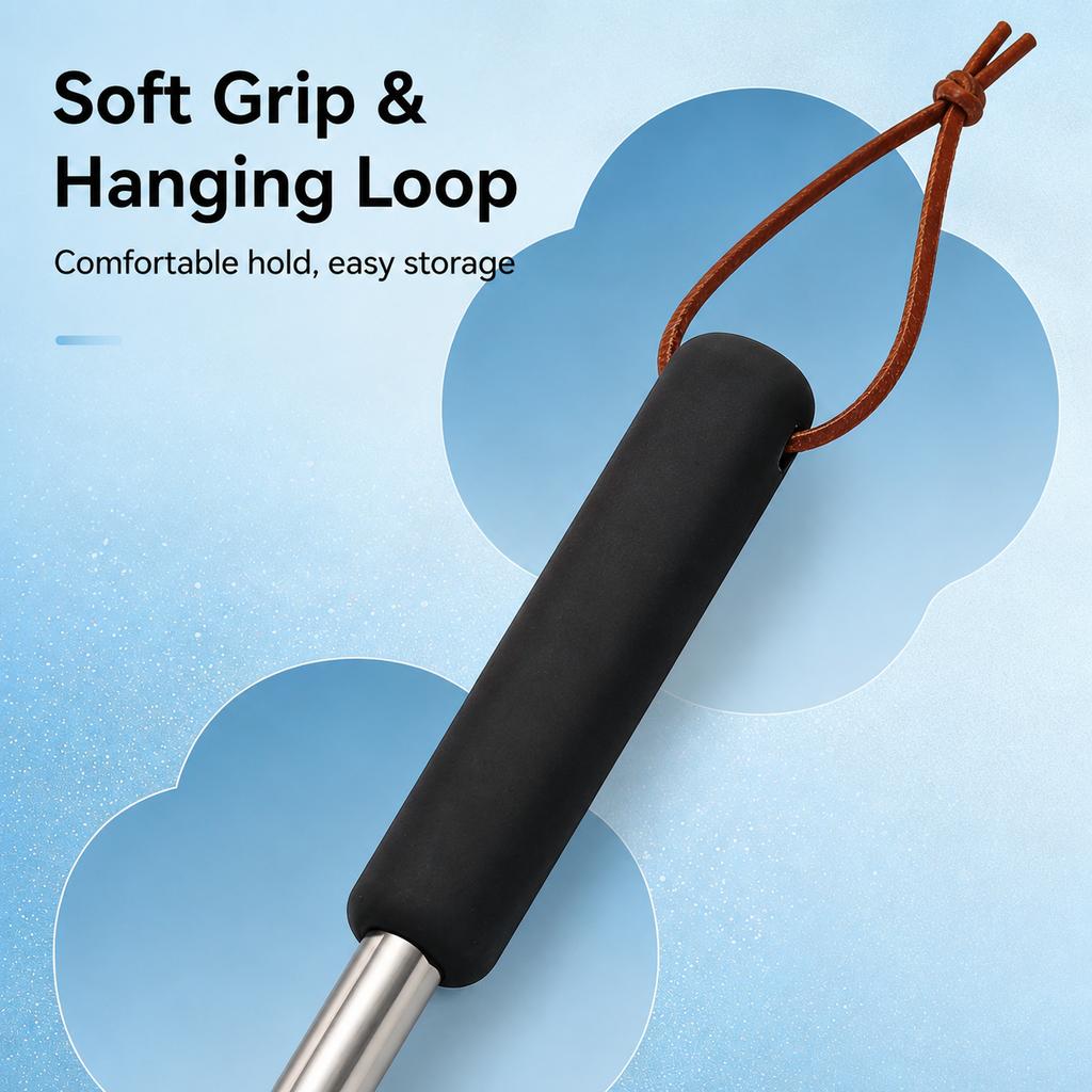 Portable Long Handle Shoe Horn Telescopic Metal Shoe Helper with Hanging Rope for Elderly Pregnant Adults Easy Shoe Wearing Tool