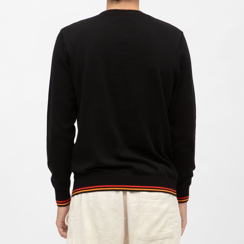 Pull noir avec liserés orange et rouge Homme ELLESSE