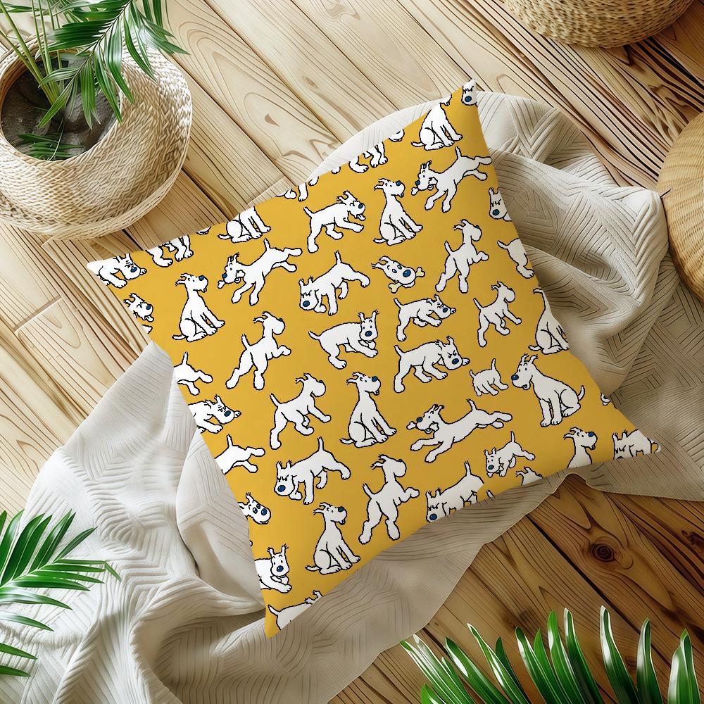 art dog comic soft pillowcase cute t-t-T-Tin-tinES-S-S fun Sofa Home S-S-SnowyS Living Room Decor bed hogar pillowcover gift