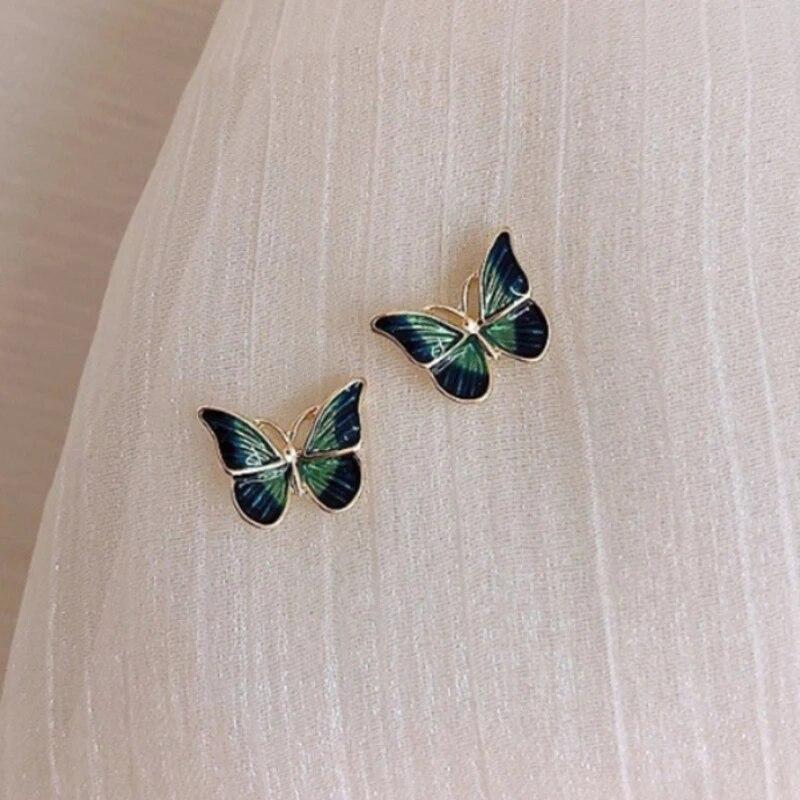 Roztomilé kórejské náušnice Butterfly Bling Zirkón Stone Rose Color Náušnice pre dámske módne šperky