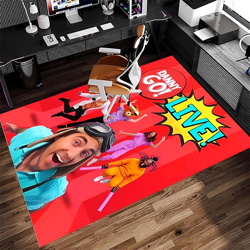 1pc Danny Go Print Area Rug - Soft, Washable Non-Slip Indoor Mat for Office Chairs, Living Room, Home Office Decorative Rug