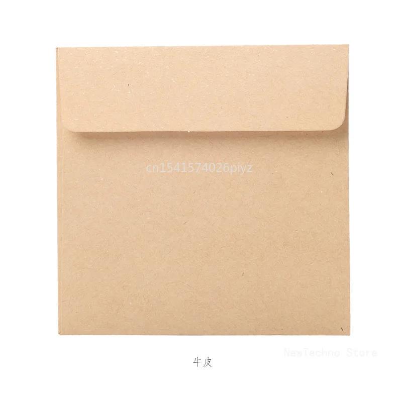 10 Stück quadratische Mini-Blanko-Umschläge aus Kraftpapier in Bonbonfarbe für Mitgliedskarten, kleine Aufbewahrungspapierumschläge für Grußkarten, 10 x 10 cm