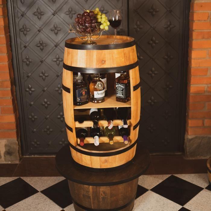 Wine Rack - Creative Cooper - Wooden Barrel, Bottle Holder and Shelf, Alcohol Rack, 80x50 Cm, Wenge