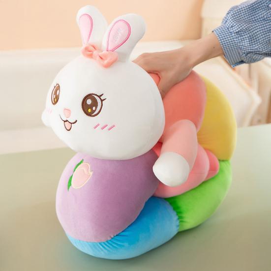 Rainbow Long Bunny Plush Pillow Large Body Pillow for Cuddling And Support Soft Stuffed Animal for Girls And Kids Gift