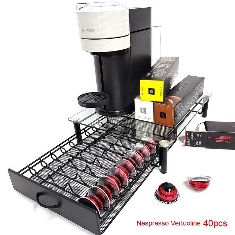 40/60pcs Coffee Capsule Display Rack Storage Drawer Bar for Desktop Tea Bag Storage Box Coffee Machine Base Drawer Storage Rack