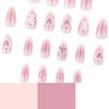 Japanese Style Sweet Wearable Nail Art - Blush Bow Heart Design False Nails