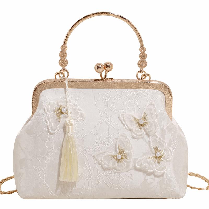 

Клатч-чеонгсам ручной работы с 3D-цветком - сумка-цепочка с жемчугом Hanfu (Китайская традиционная рамка-кошелек для повседневных официальных случаев)