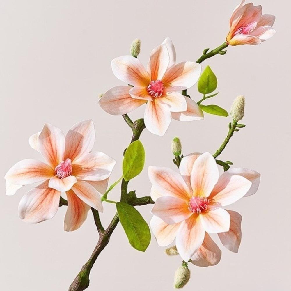Handmade Artificial Magnolia Flower Realistic Fake Silk Flower Simulation Orchid  Landscape Design