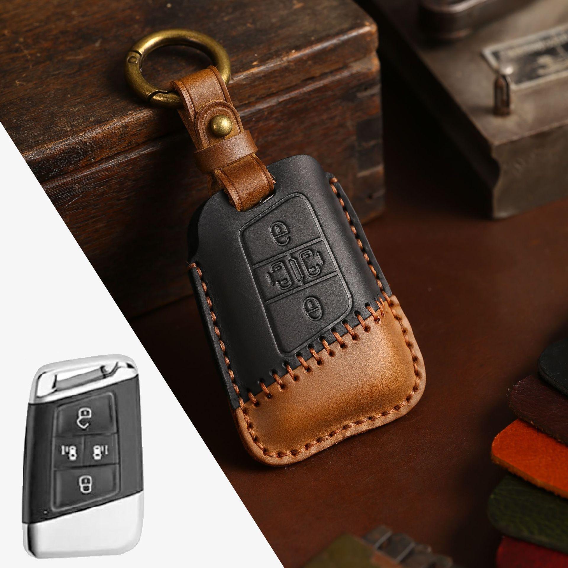 

Car Key Fob For Volkswagen Key Case Sagitar Skoda Car Key Shell Cowhide