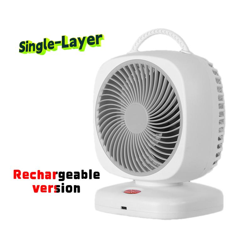 Neuer tragbarer kleiner Ventilator, doppelköpfiger, rotierender elektrischer Tischventilator, doppelschichtiger Umwälzventilator für den Haushalt