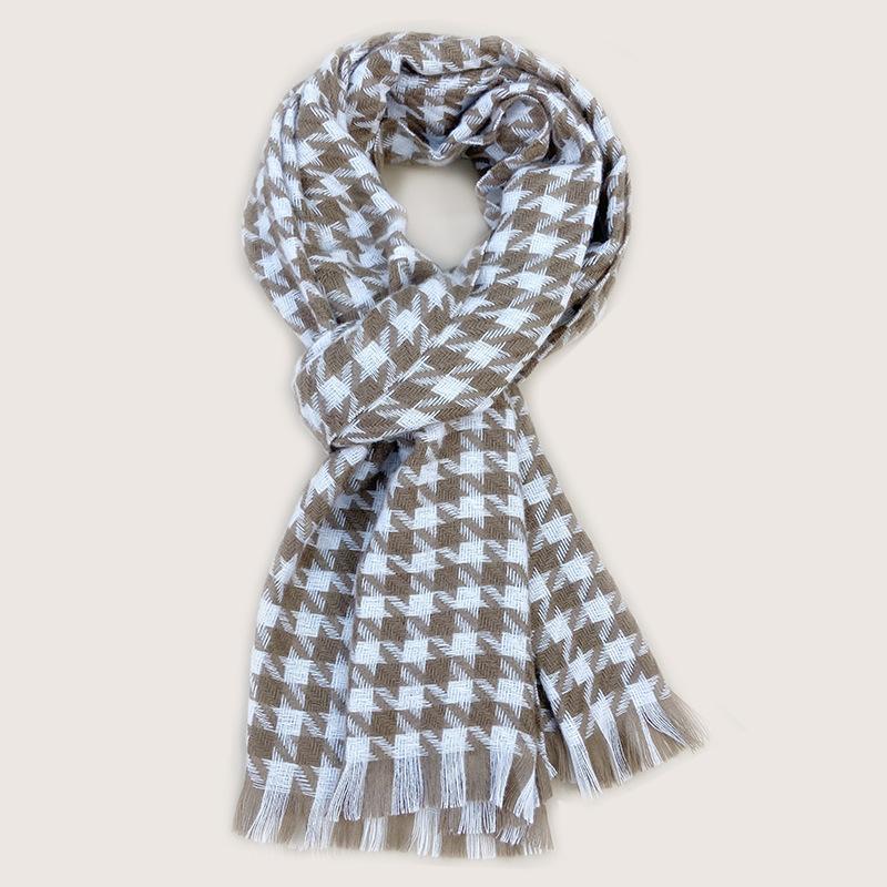 Plaid Scarf Women's Winter New Qiandongge Scarf Imitation Cashmere Warm Fringed Shawl Thickened