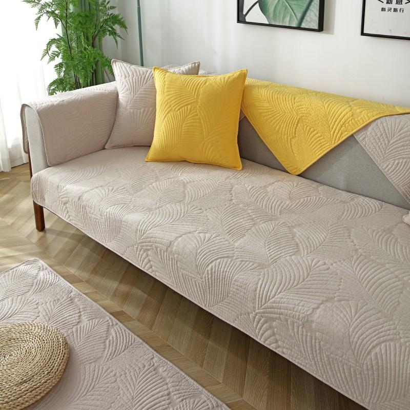 Nordic Simple Solid Color Sofa Cushion Four Seasons Pure Cotton Fabric Non-Slip Cotton Seat Cushion Universal Modern Sofa Cover Towel