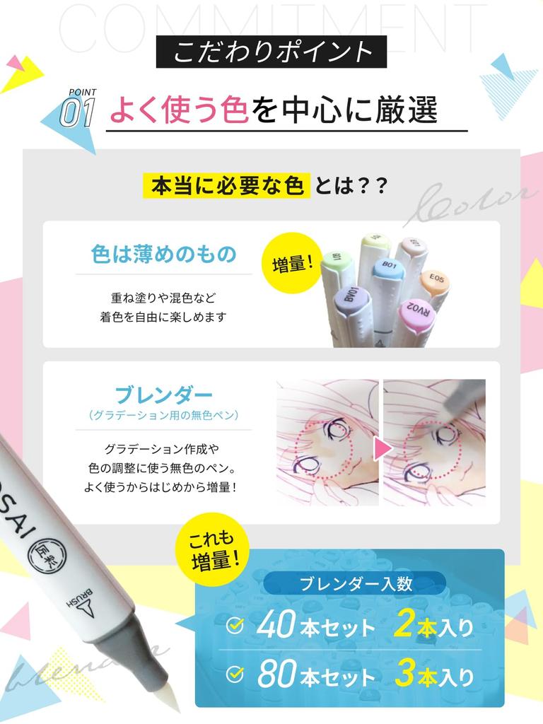 Takumisai Illustration Markers Artist 72 80 Marker Brush Type Alcohol Marker Set [Professional Supervision, Colors, Pens]