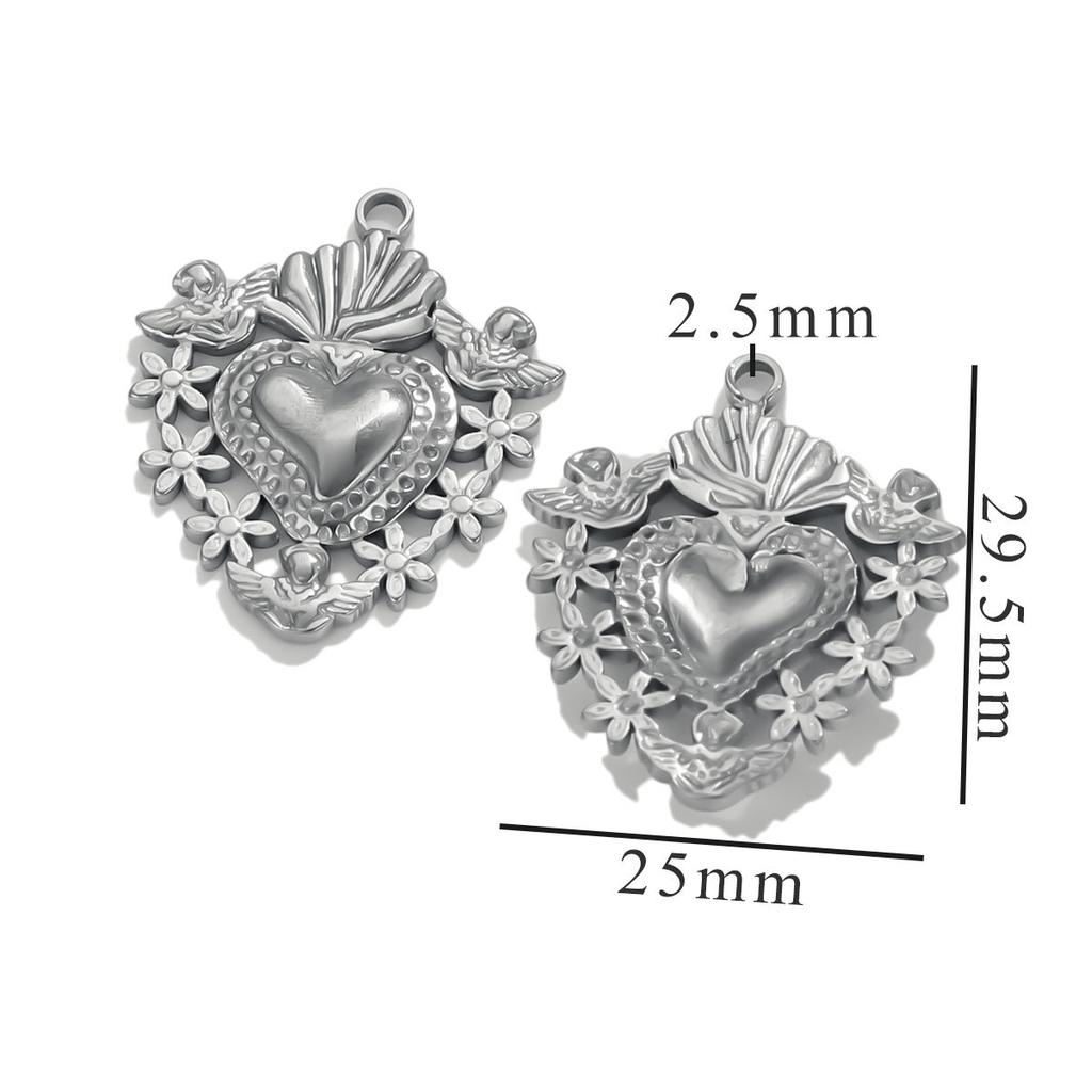 Yori 5PCS Stainless Steel Fashion Sun Love Heart Pendant Bracelet Necklace DIY Accessories Waterproof Wholesale