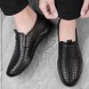 Fashion Summer Men Quality Casual Hollow Out Loafers Shoes Business Genuine Leather Shoe Luxury Brand Fashion Flats Man Breathable Shoes