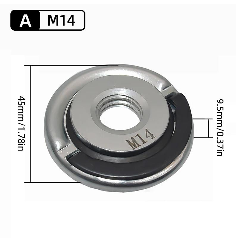 

Самоблокирующаяся прижимная пластина для угловой шлифовальной машины M10 M14 Резьба 5/8-11 Пластина для угловой шлифовальной машины Быстросъемная фланцевая гайка Инструмент с электроприводом