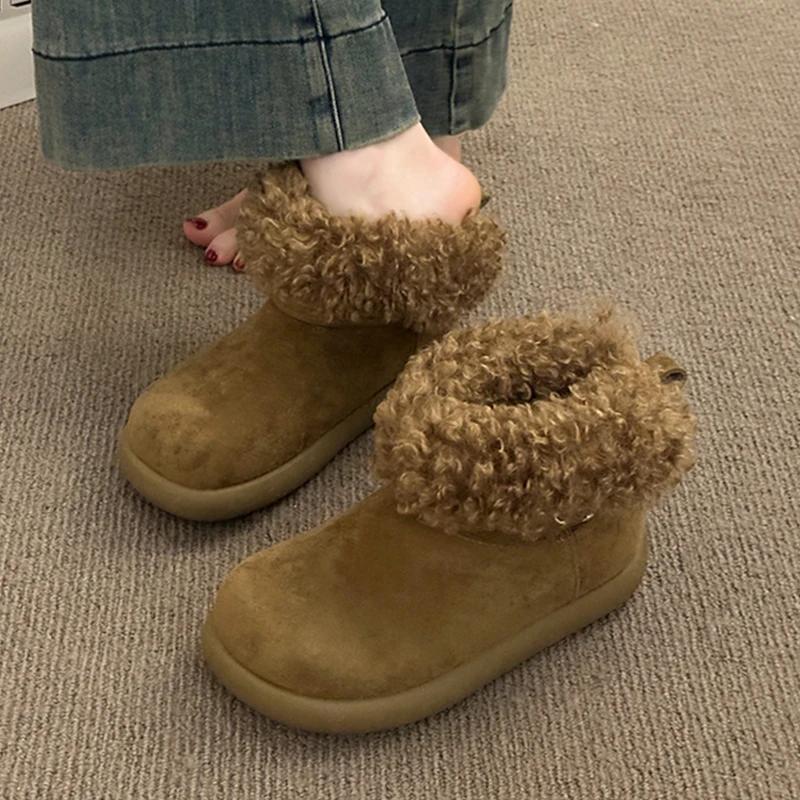 Snow Ankle Women Boots Fur Flats Designer Cotton Shoes  Casual Fashion Short Plush Sneakers   Cozy Warm Mujer Botas