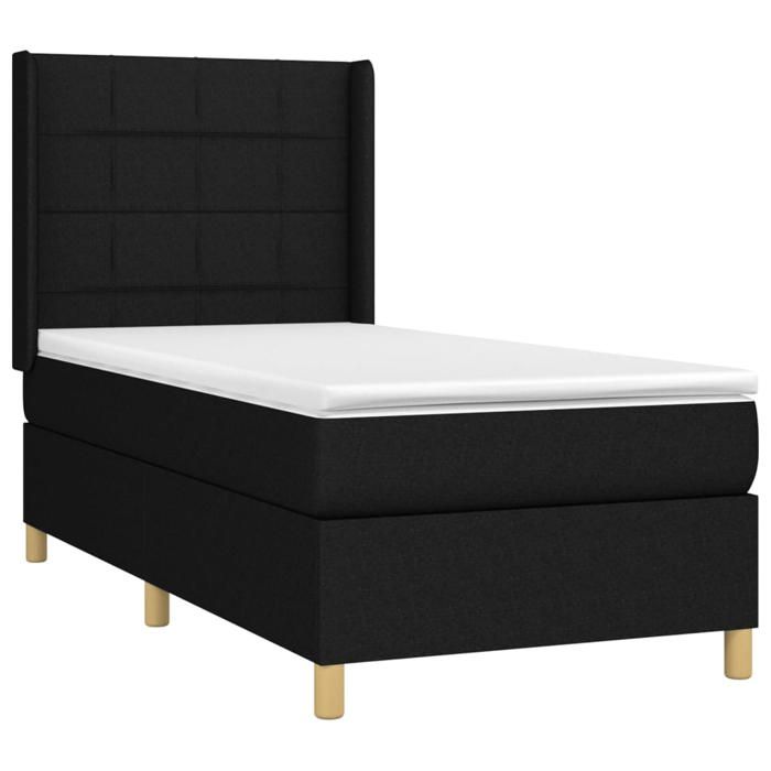Maison Exclusive - Sommier à lattes de lit et matelas Noir 80x200 cm Tissu