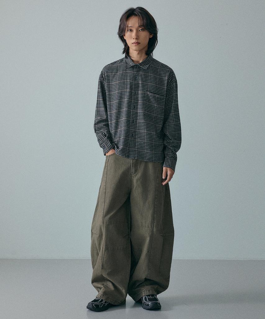 LXT Cotton Curved Washed Wide Pants [Khaki]