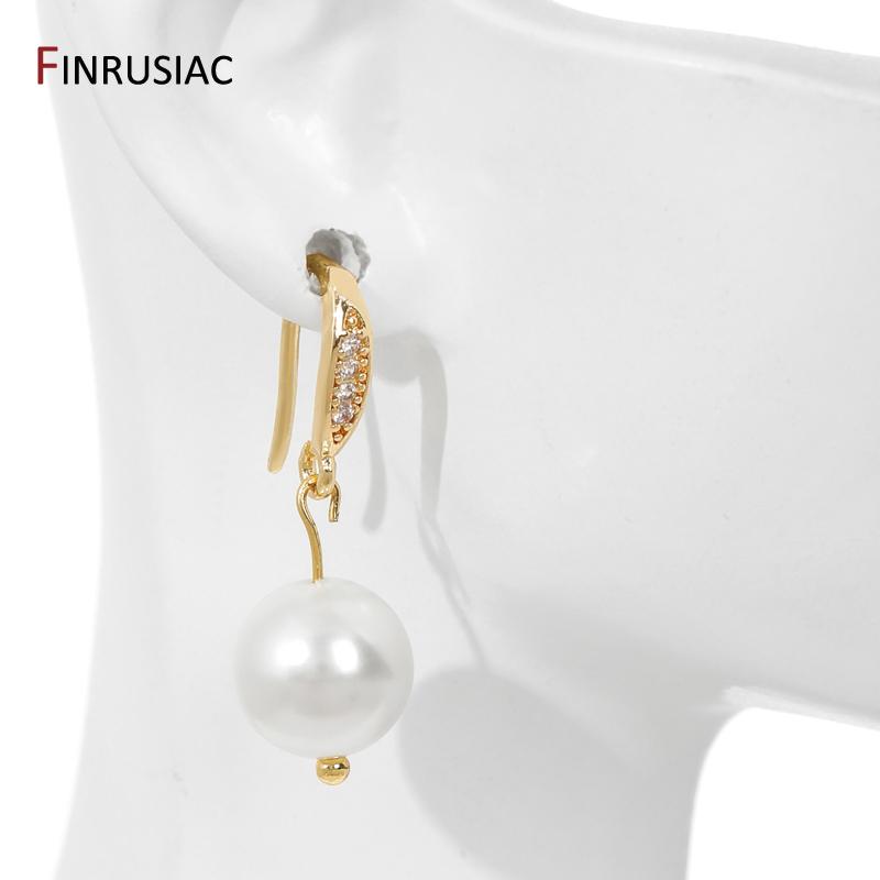 1/2/3 Paare 14K Gold Plated Messing Mit Zirkon Ohrhaken, Ohrbügelhaken, DIY Ohrring-Herstellungsmaterialien, Zubehör Für Schmuck