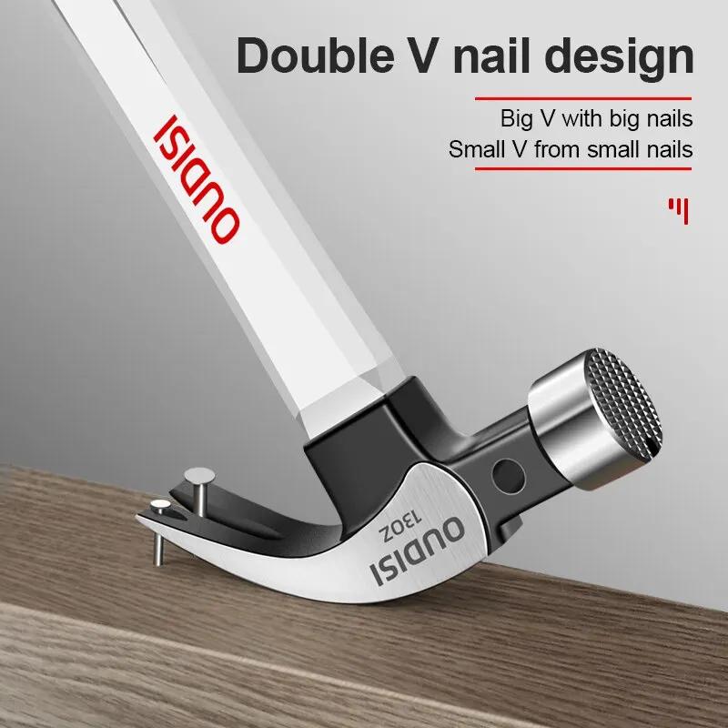 Multifunksjonell Sklisikker Støtsikker Stålhammer Håndverktøy Magnetisk Klohammer for Trebearbeiding Automatisk Spikersugehammer