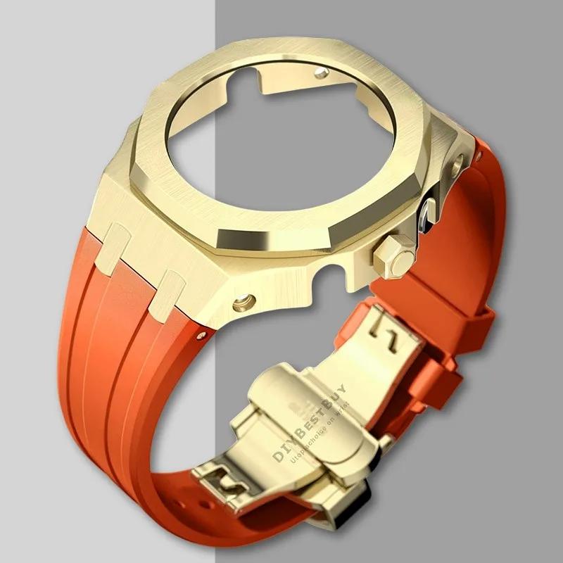 Ny Gen5 Casioak-fodral i rostfritt stål för G-Shock GA2100 Mod-kit Modifieringssats Metallram gummiband för GA2110 GAB2100