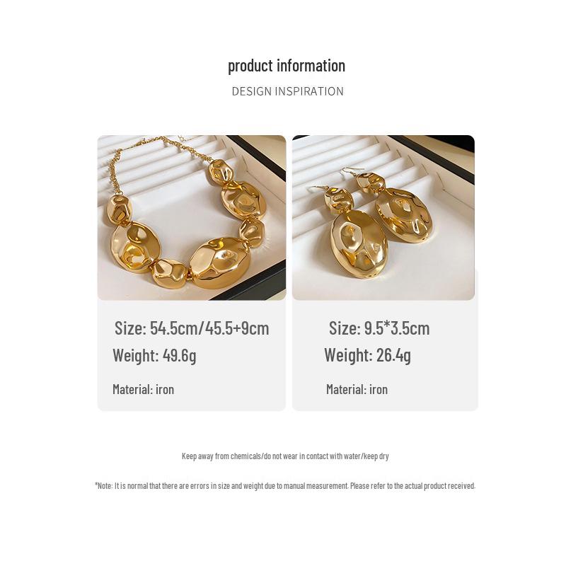 Oval Irregular Geometric Necklace - Unique Metal Clavicle Chain, Fashionable and Elegant Design
