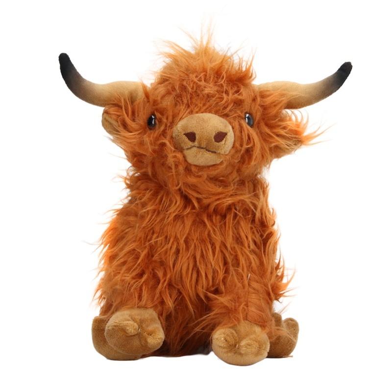 Simulation Highland Cow Plush Toy Lifelike Cute Soft Stuffed Animal Doll For Gifts Decoration 9.1In