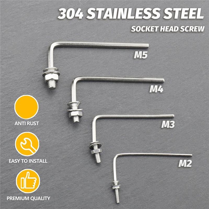 A25F-M2 M3 M5 880Pcs Stainless Steel 304 Hex Socket Flat Head Screws Countersunk Bolts Set With Storage Box Assortment Kit