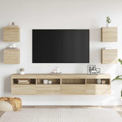 TV Wall Cabinets 4 Pcs Sonoma Oak 30.5 X 30 X 30 Cm